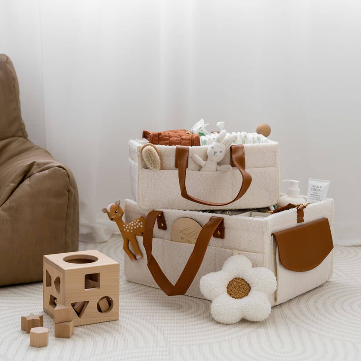 Bunnie Caddie Deluxe Mini Nappy Organiser - Teddy Cream - Image 11