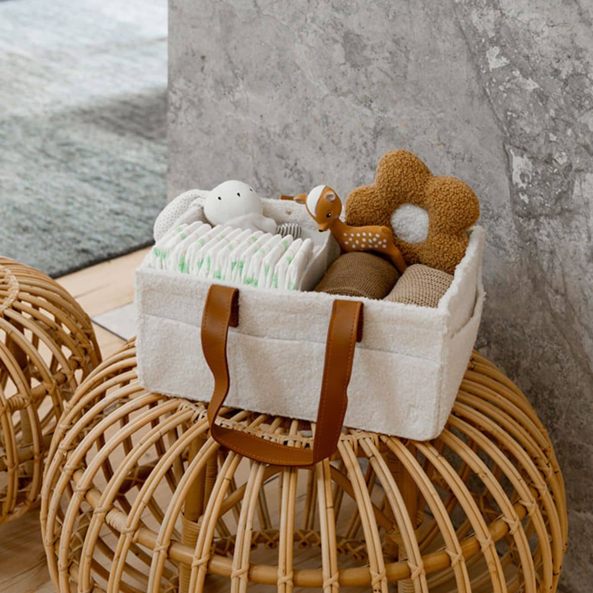 Bunnie Caddie Deluxe Mini Nappy Organiser - Teddy Cream - Image 3