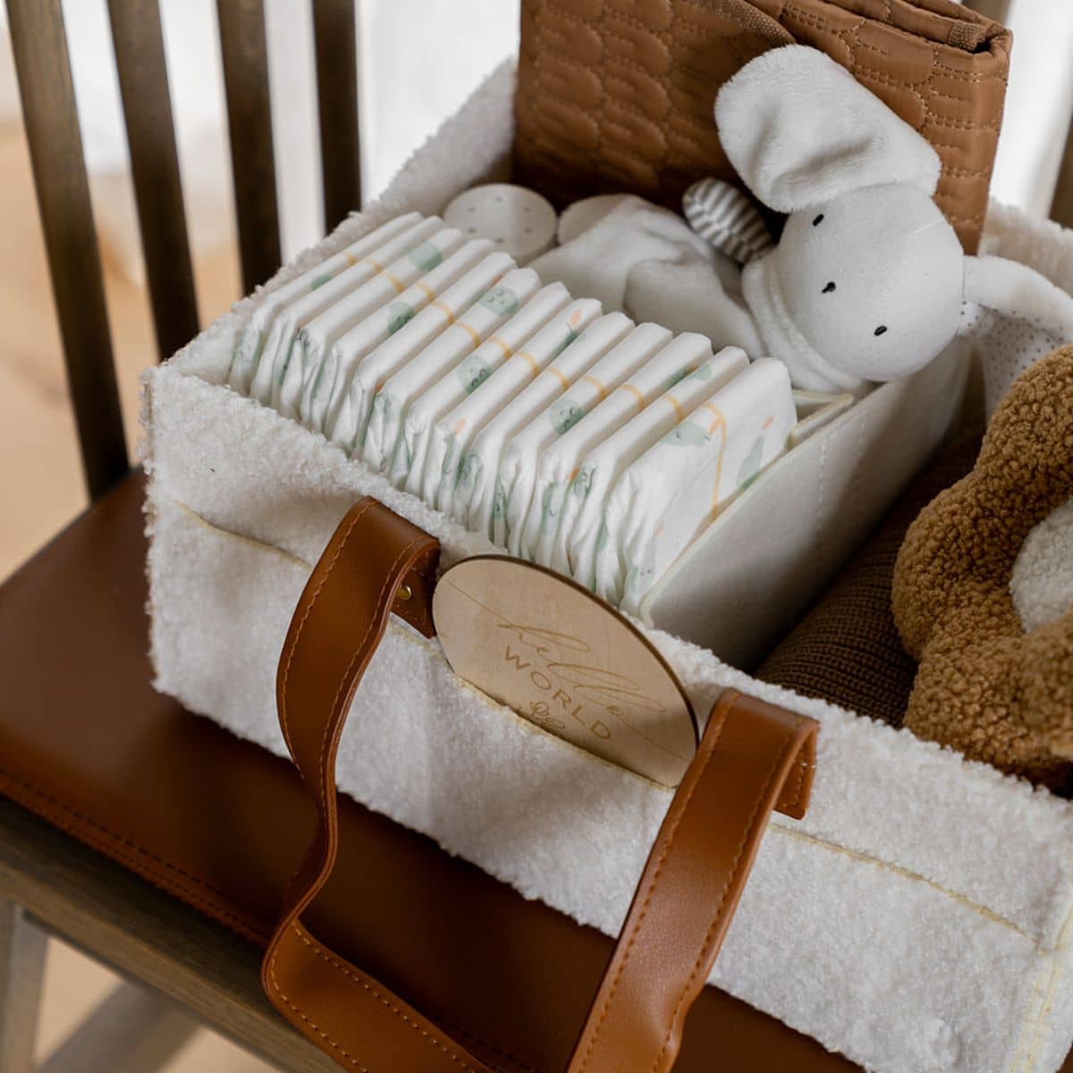 Bunnie Caddie Deluxe Mini Nappy Organiser - Teddy Cream - Image 7