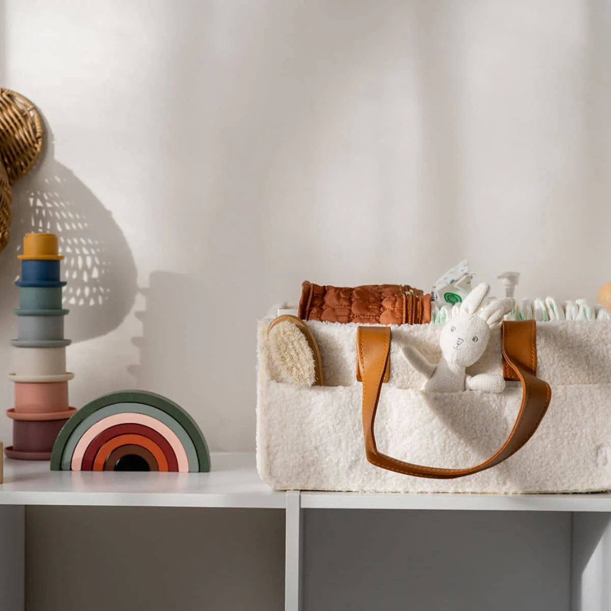 Bunnie Caddie Deluxe Mini Nappy Organiser - Teddy Cream - Image 9