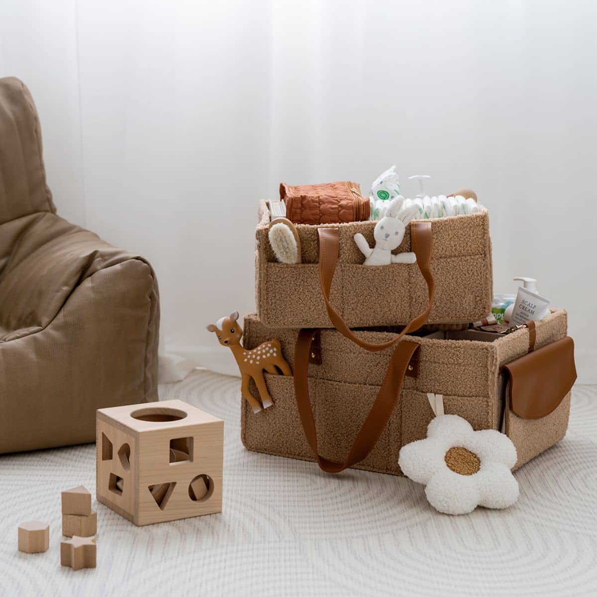 Bunnie Caddie Deluxe Mini Nappy Organiser - Teddy Tan - Image 8