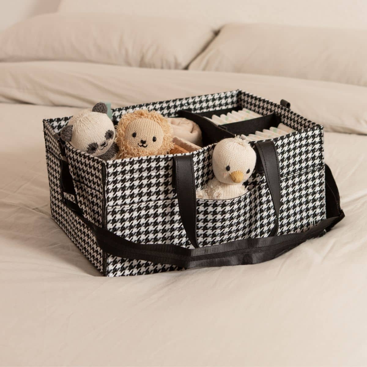 Bunnie Caddie Deluxe Nappy Organiser - Houndstooth Black - Image 3