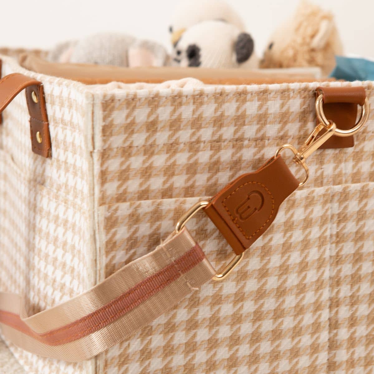 Bunnie Caddie Deluxe Nappy Organiser - Houndstooth Tan - Image 4