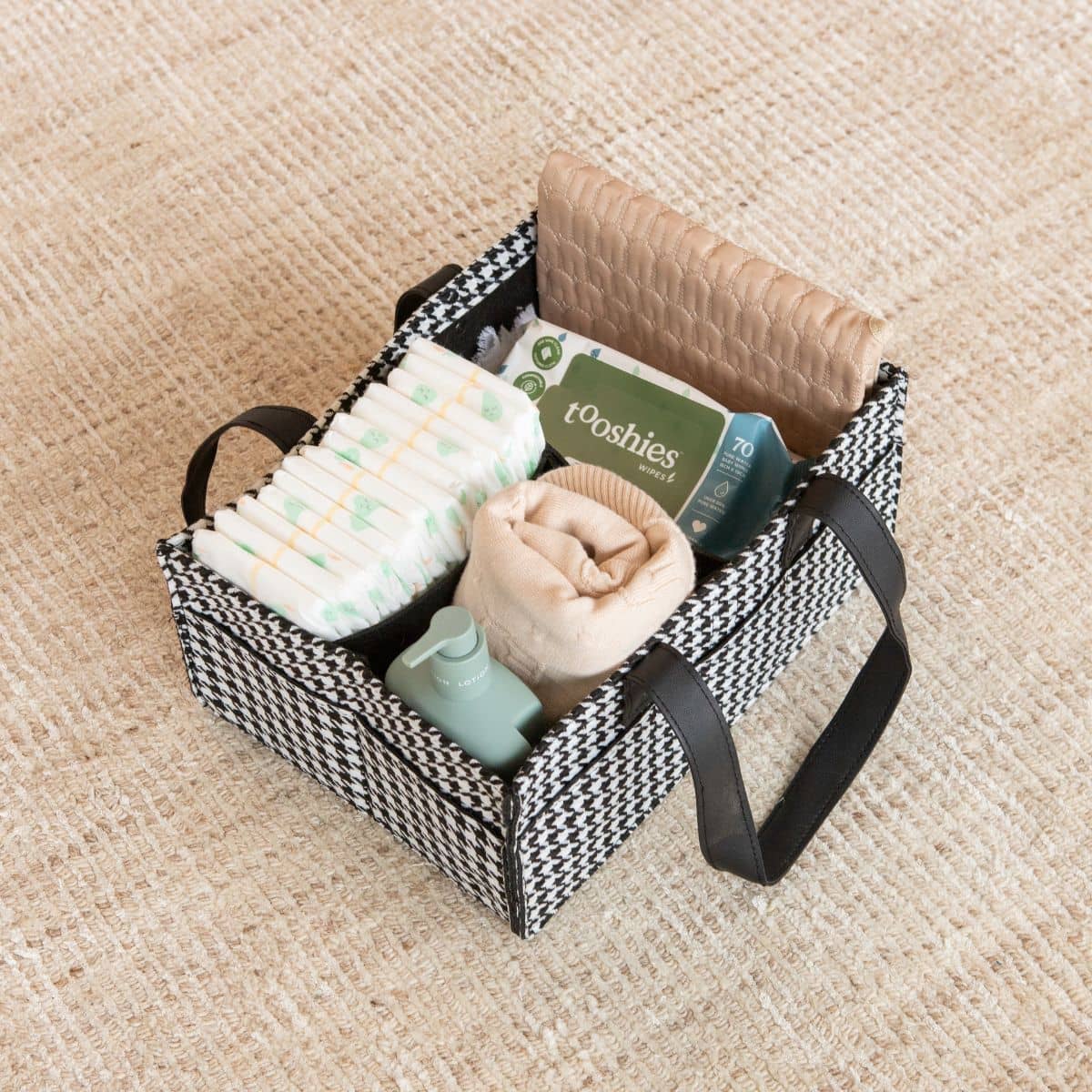 Bunnie Caddie Deluxe Mini Nappy Organiser - Houndstooth Black - Image 3