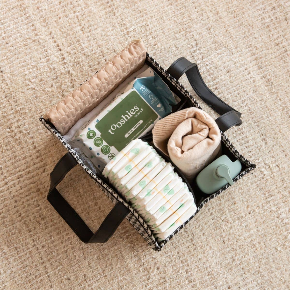 Bunnie Caddie Deluxe Mini Nappy Organiser - Houndstooth Black - Image 5
