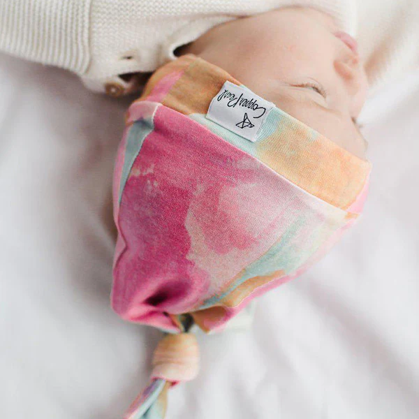 Copper Pearl Newborn Top Knot Hat - Monet - Image 3