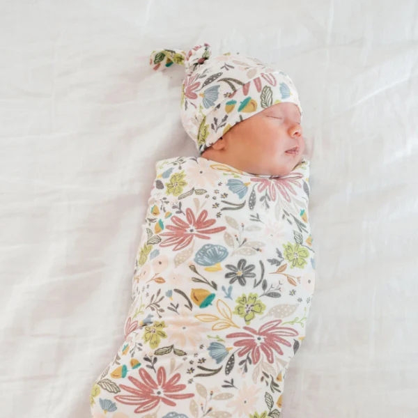 Copper Pearl Newborn Top Knot Hat - Olive - Image 3