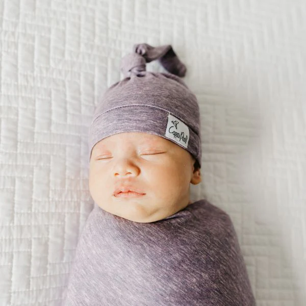 Copper Pearl Newborn Top Knot Hat - Violet - Image 5