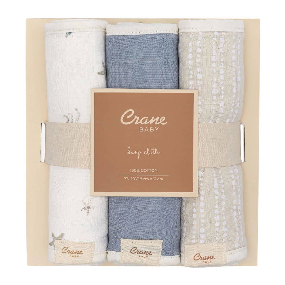 Crane Baby Burp Cloths - Cove Ocean - Image 5