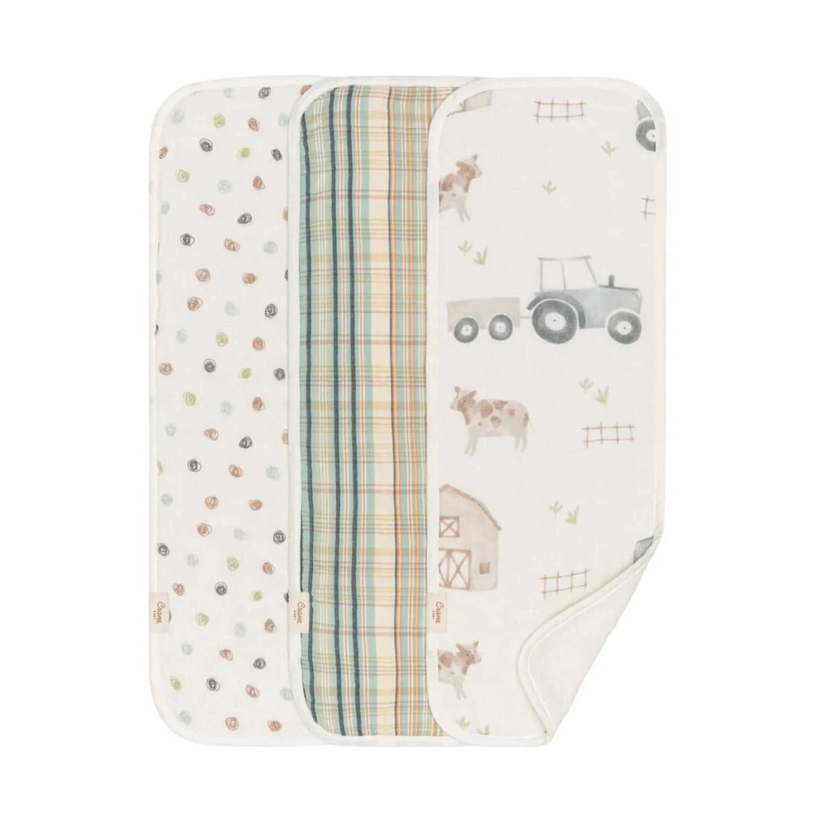 Crane Baby Burp Cloths - Charlie Farmhouse Tractor