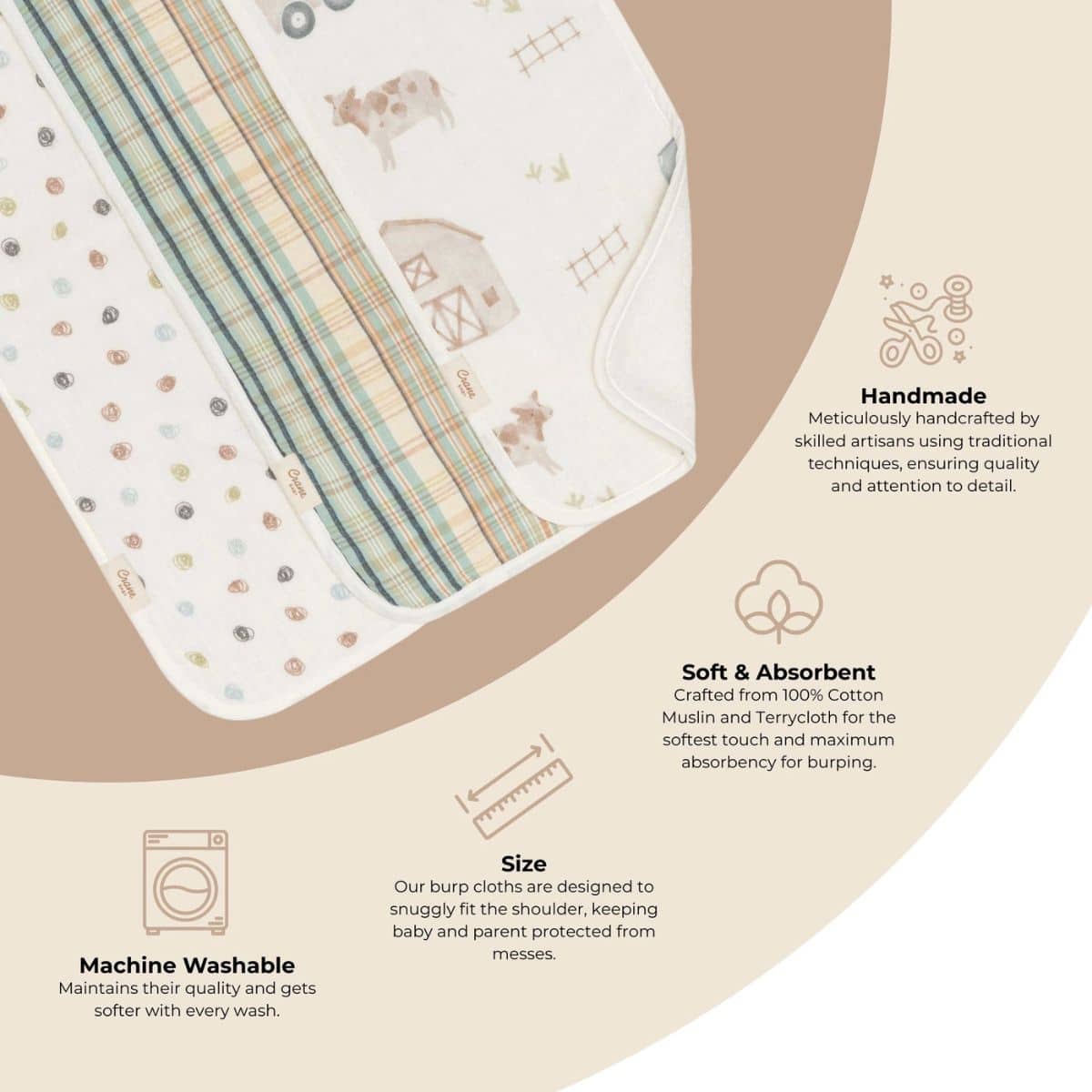 Crane Baby Burp Cloths - Charlie Farmhouse Tractor - Image 3