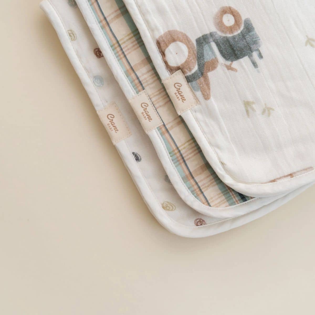 Crane Baby Burp Cloths - Charlie Farmhouse Tractor - Image 6