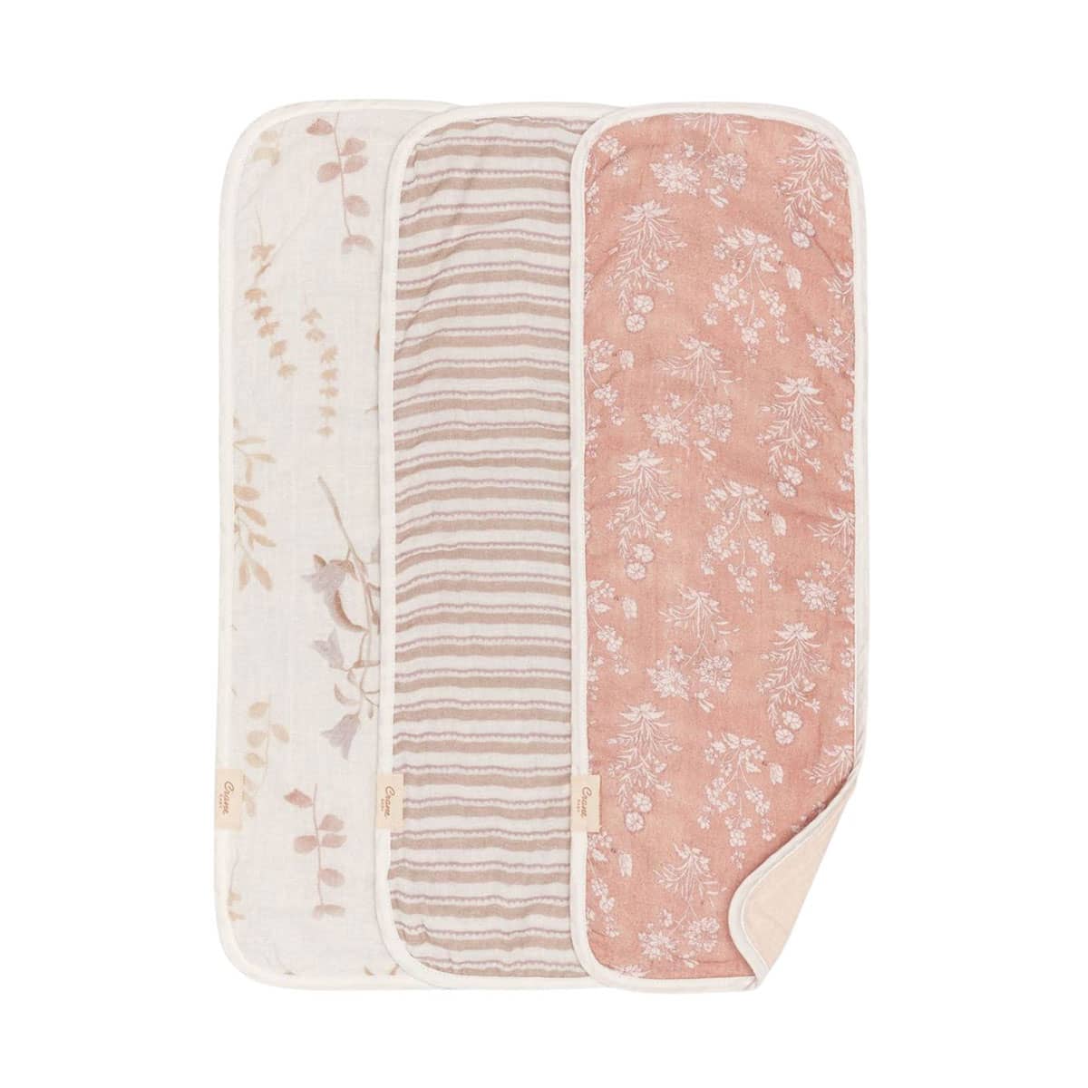 Crane Baby Burp Cloths - Violet Floral