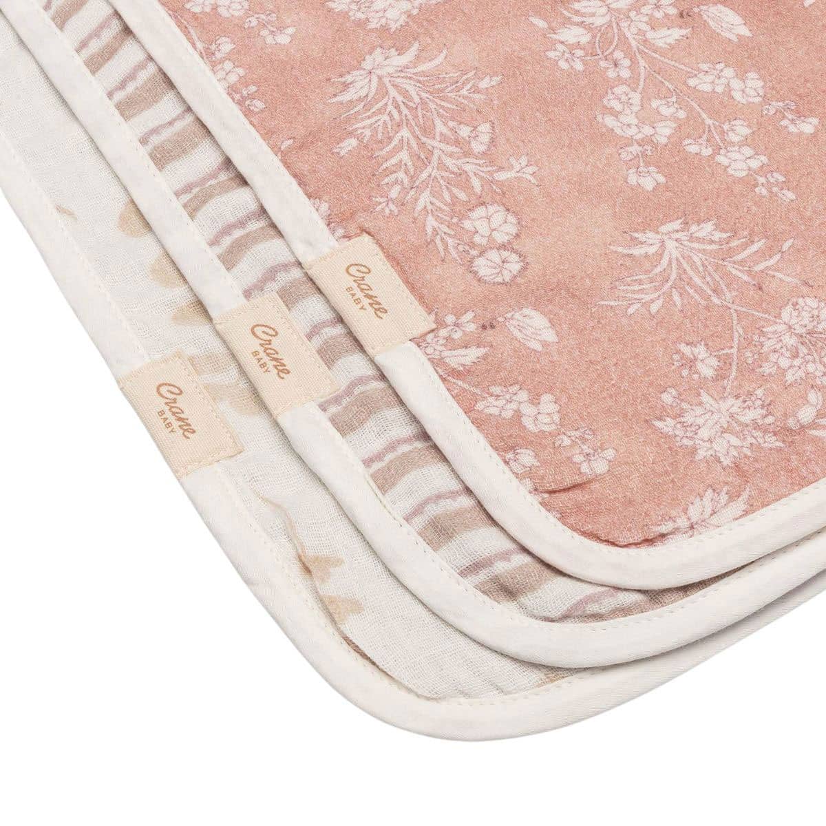 Crane Baby Burp Cloths - Violet Floral - Image 3