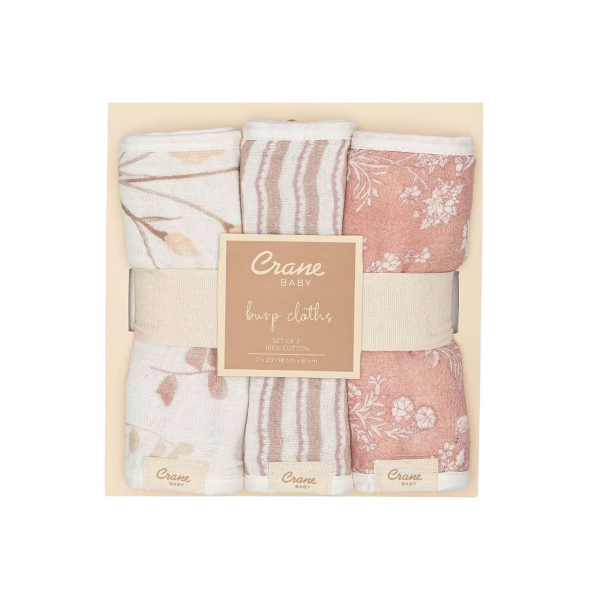 Crane Baby Burp Cloths - Violet Floral - Image 6