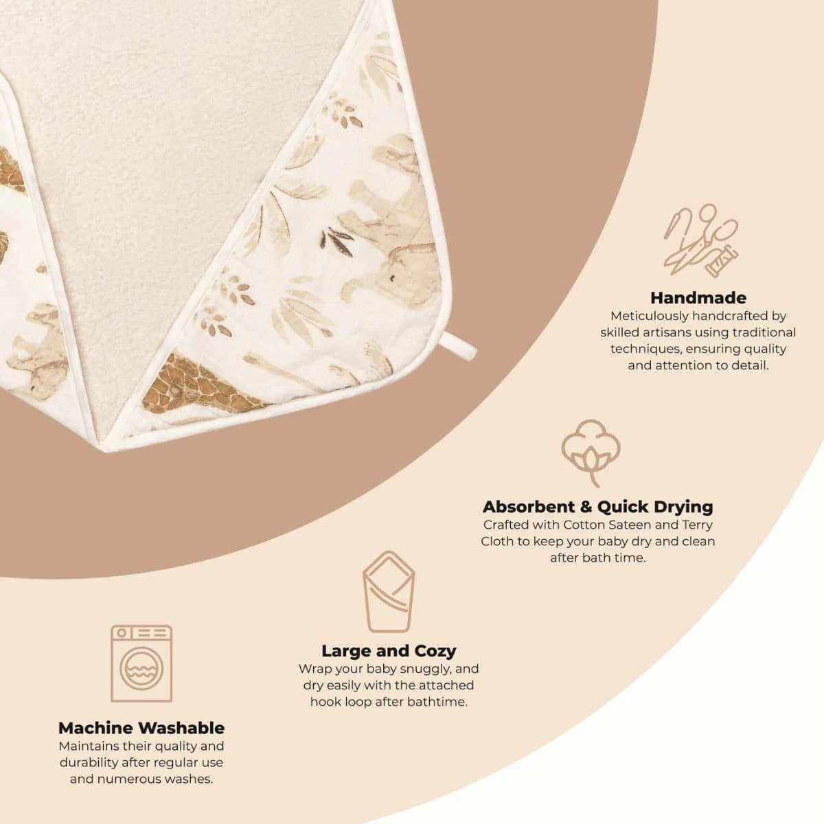 Crane Baby Hooded Towel - Kendi Safari Animal - Image 4