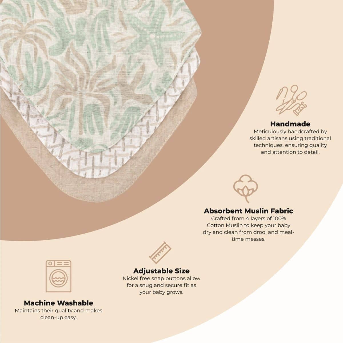 Crane Baby Muslin Bib Set - Cove Beach Life - Image 3