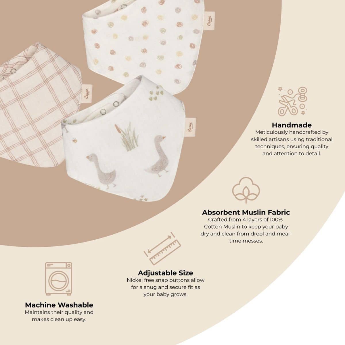 Crane Baby Muslin Bib Set - Charlie Farmhouse Goose - Image 3