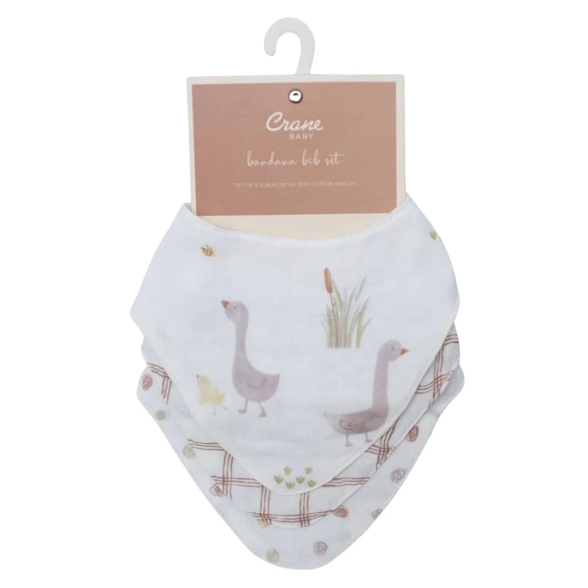 Crane Baby Muslin Bib Set - Charlie Farmhouse Goose - Image 7