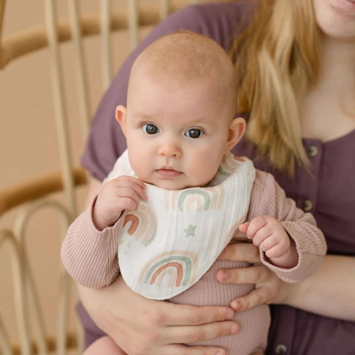 Crane Baby Muslin Bib Set - Parker Rainbow/Butterfly - Image 5