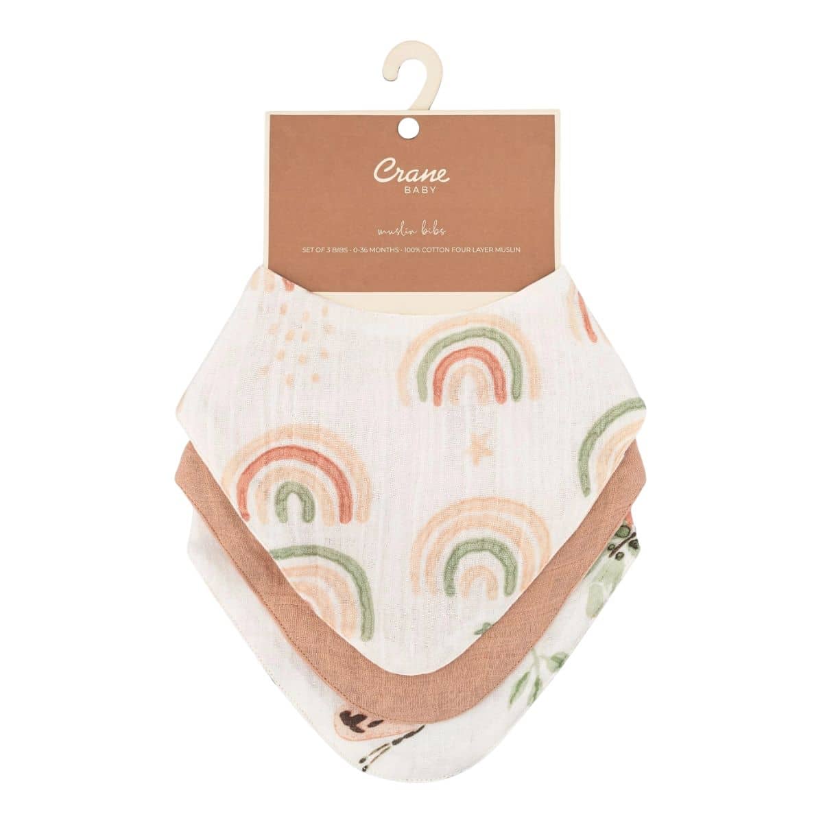 Crane Baby Muslin Bib Set - Parker Rainbow/Butterfly - Image 6