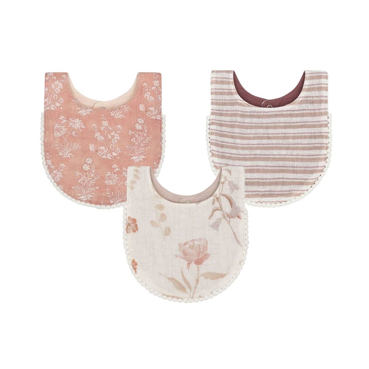 Crane Baby Muslin Bib Set - Violet Floral