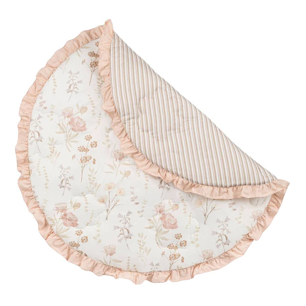 Crane Baby Quilted Baby Play Mat - Violet Floral Ruffle - Image 3