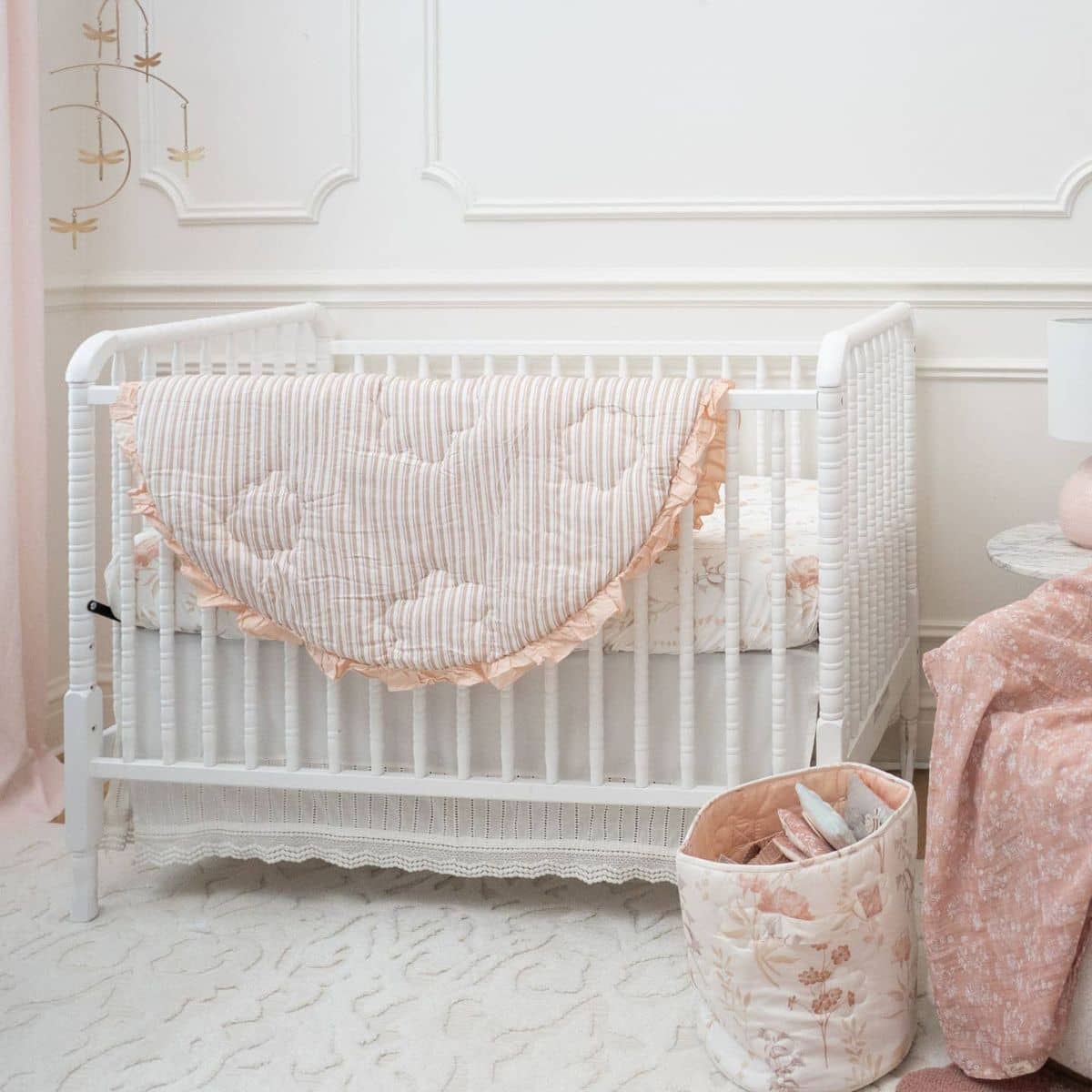 Crane Baby Quilted Baby Play Mat - Violet Floral Ruffle - Image 4
