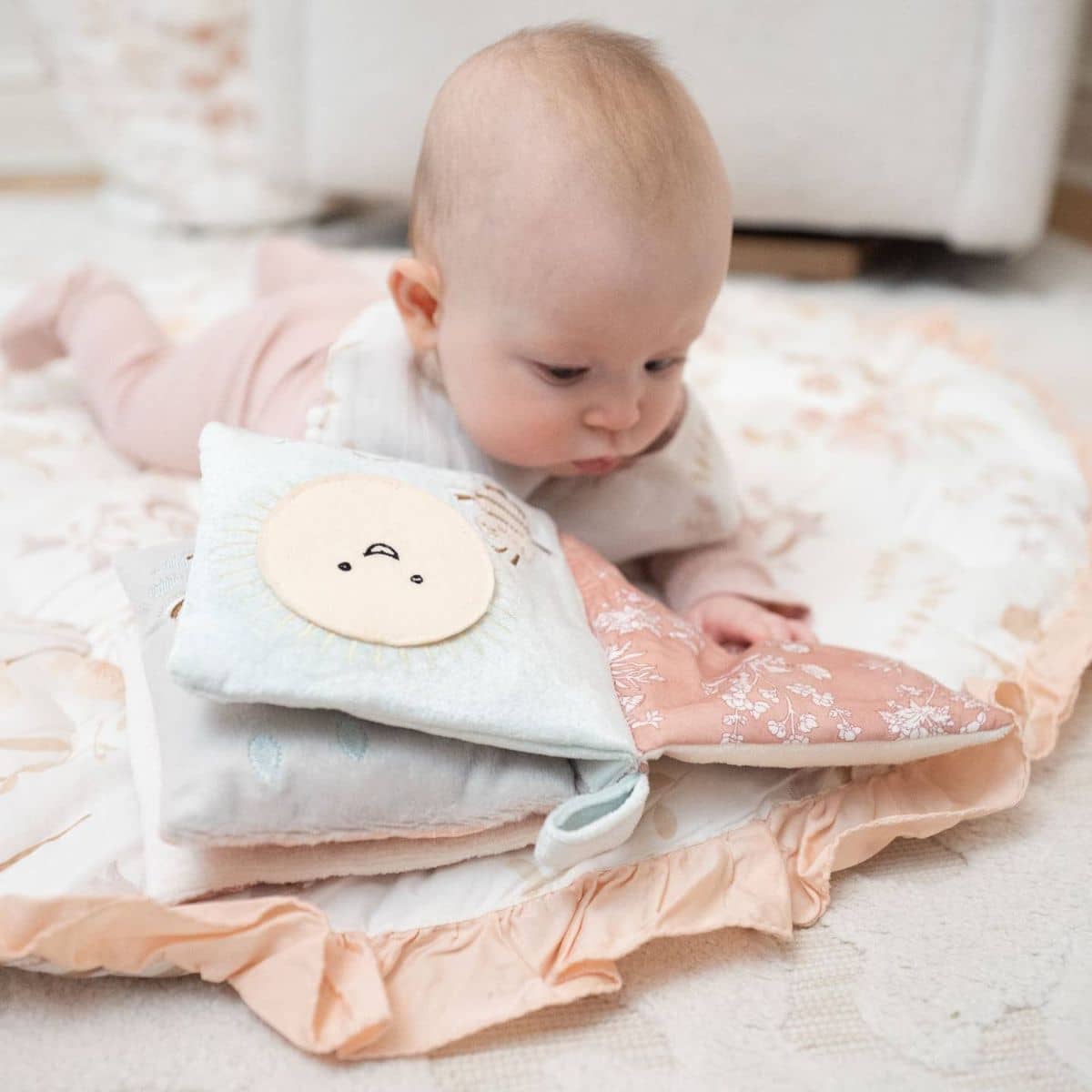 Crane Baby Quilted Baby Play Mat - Violet Floral Ruffle - Image 6