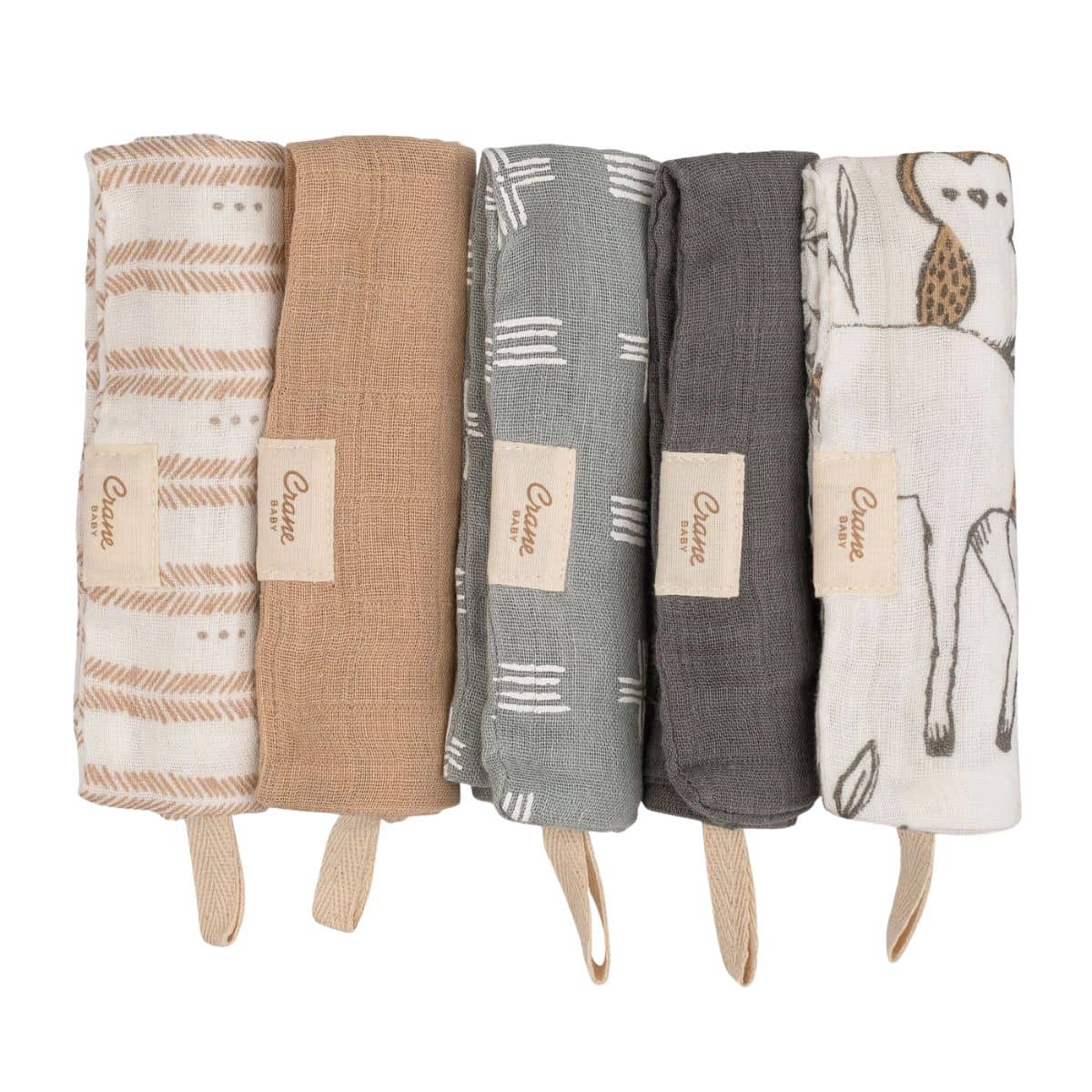 Crane Baby Wash Cloth Set - Ezra Woodland Animal - Image 2