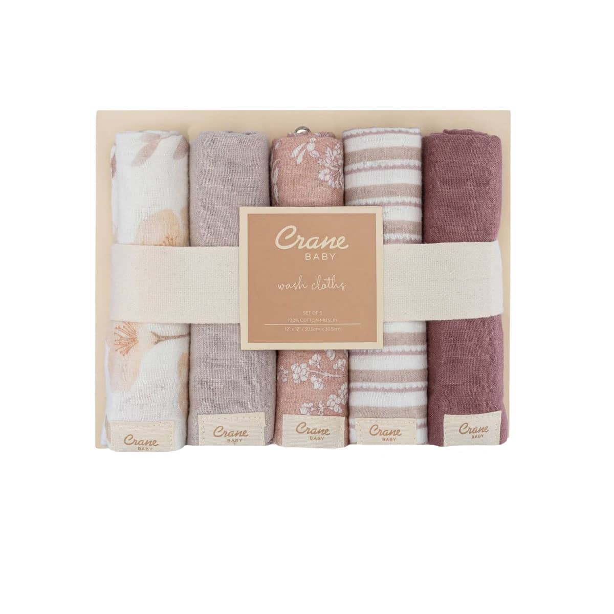Crane Baby Wash Cloth Set - Violet Floral