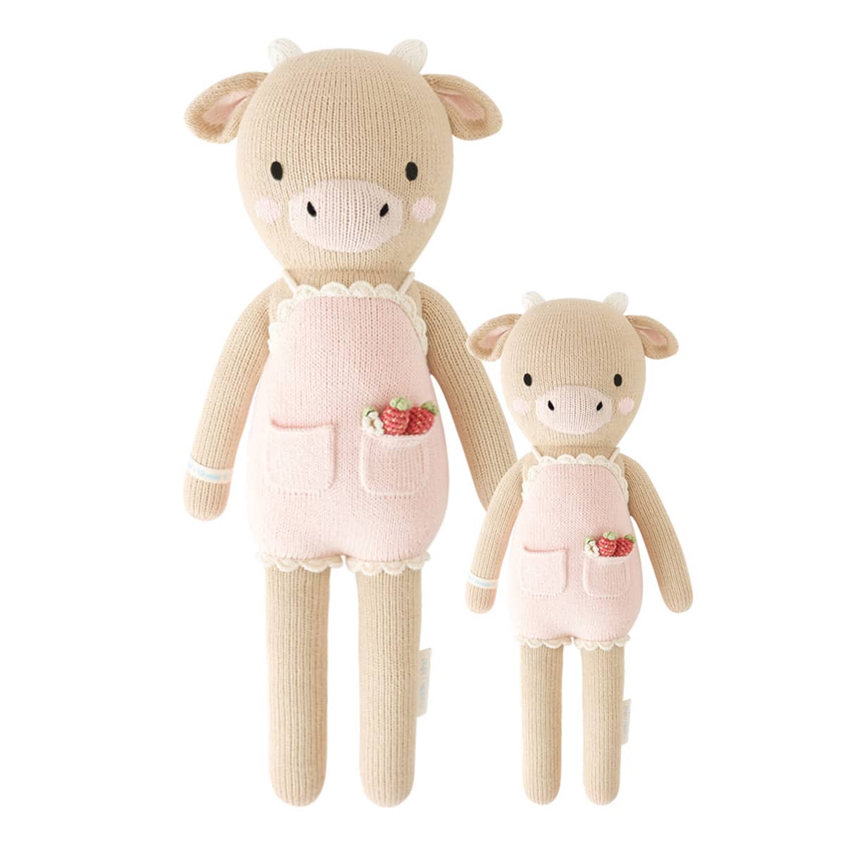 Cuddle + Kind Hand-Knit Doll - Ava the Cow (powder pink)