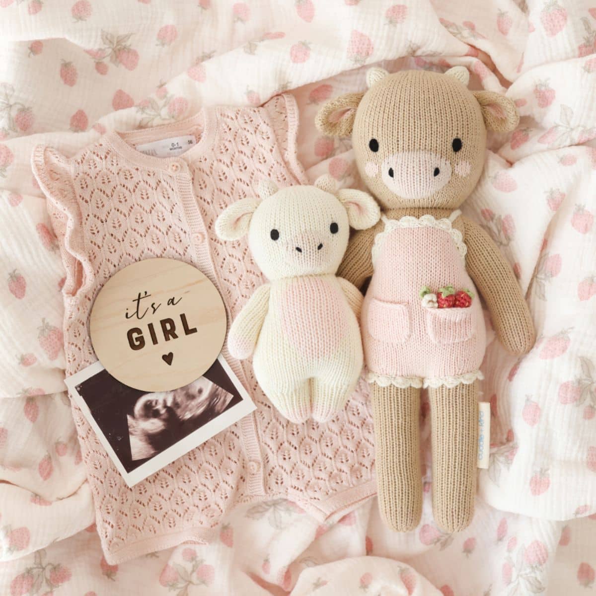 Cuddle + Kind Hand-Knit Doll - Ava the Cow (powder pink) - Image 4