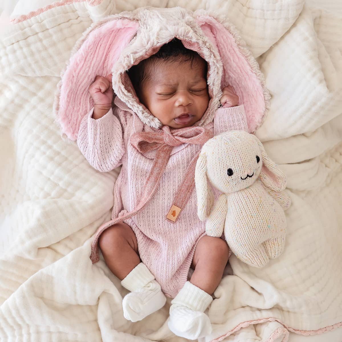 Cuddle + Kind Hand-Knit Doll - Baby Bunny (confetti) - Image 2