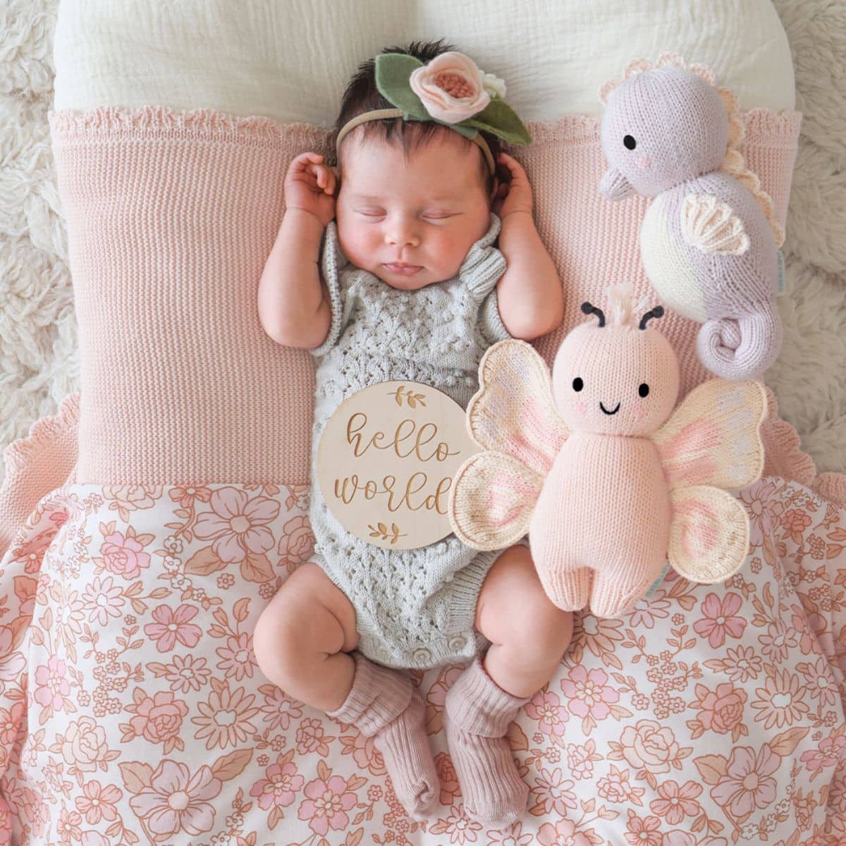 Cuddle + Kind Hand-Knit Doll - Baby Butterfly (petal pink) - Image 2