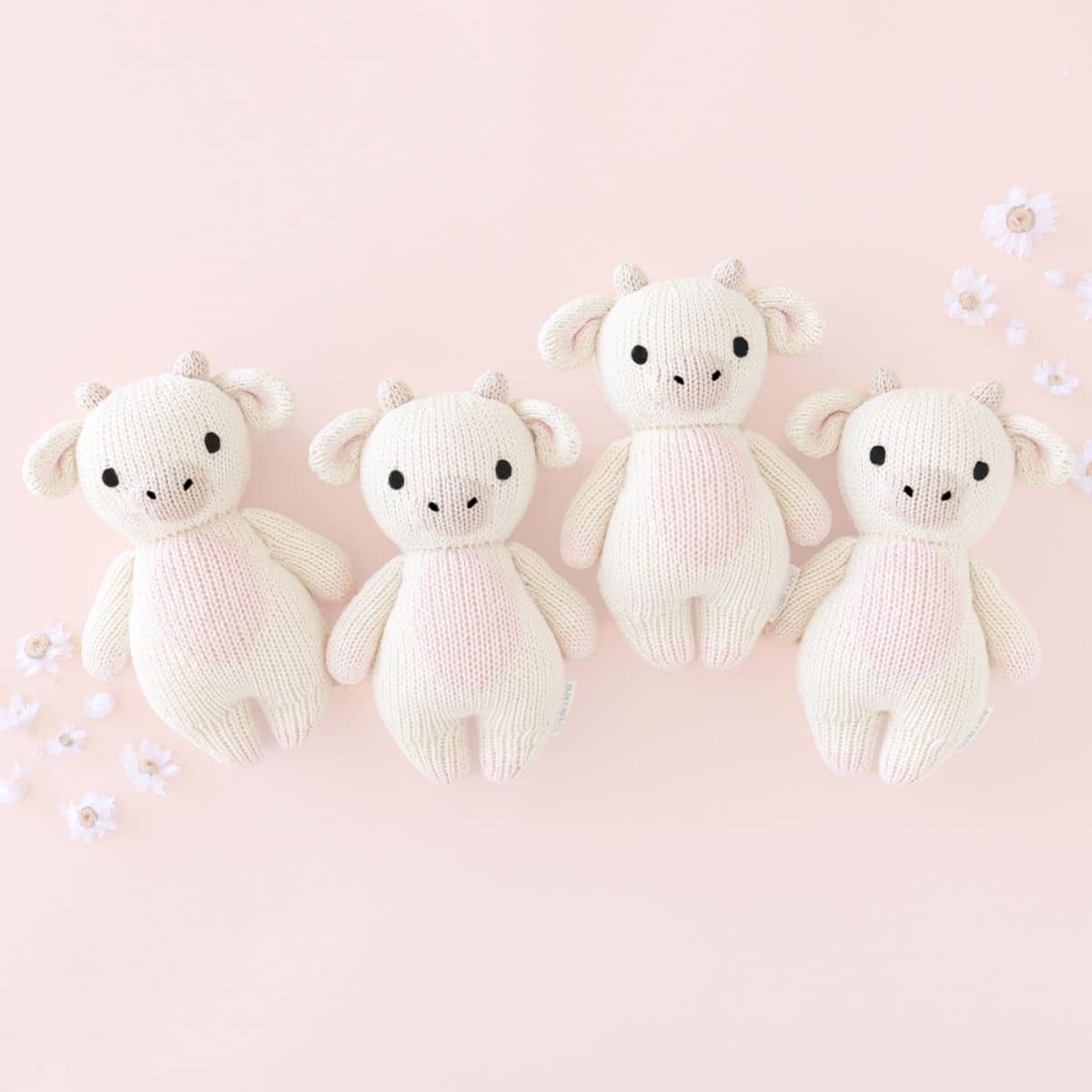 Cuddle + Kind Hand-Knit Doll - Baby Cow (strawberry) - Image 2