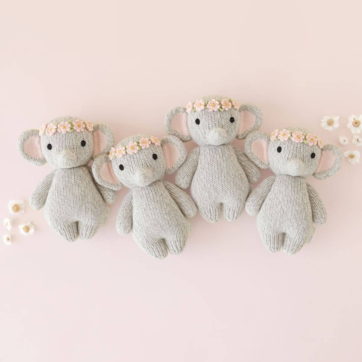 Cuddle + Kind Hand-Knit Doll - Baby Elephant (blush floral) - Image 3