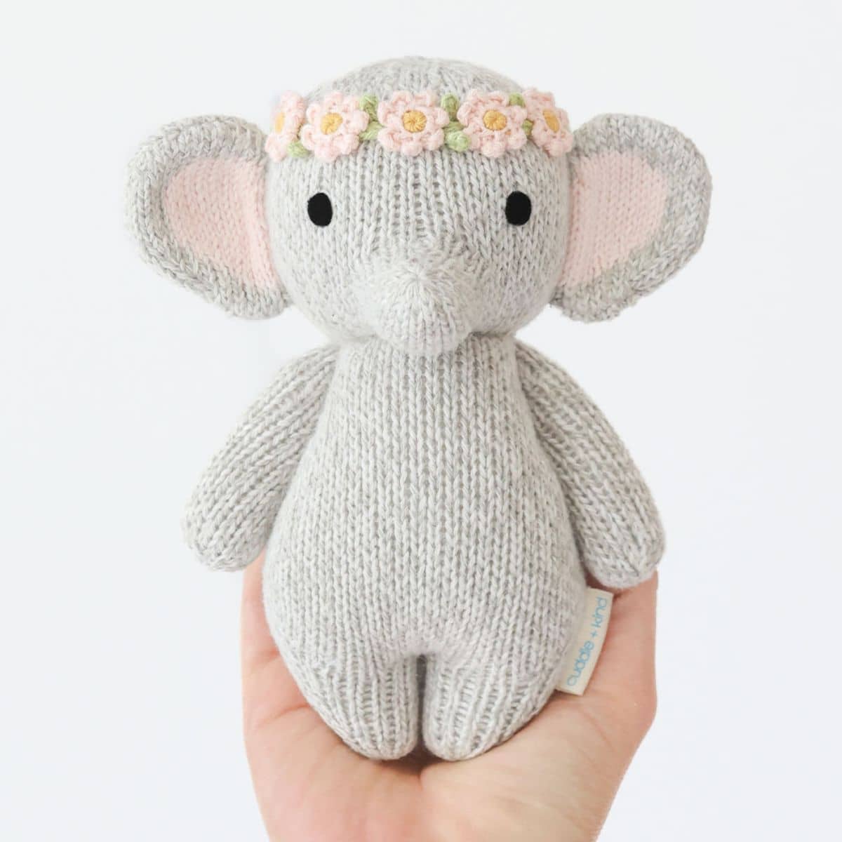 Cuddle + Kind Hand-Knit Doll - Baby Elephant (blush floral) - Image 5