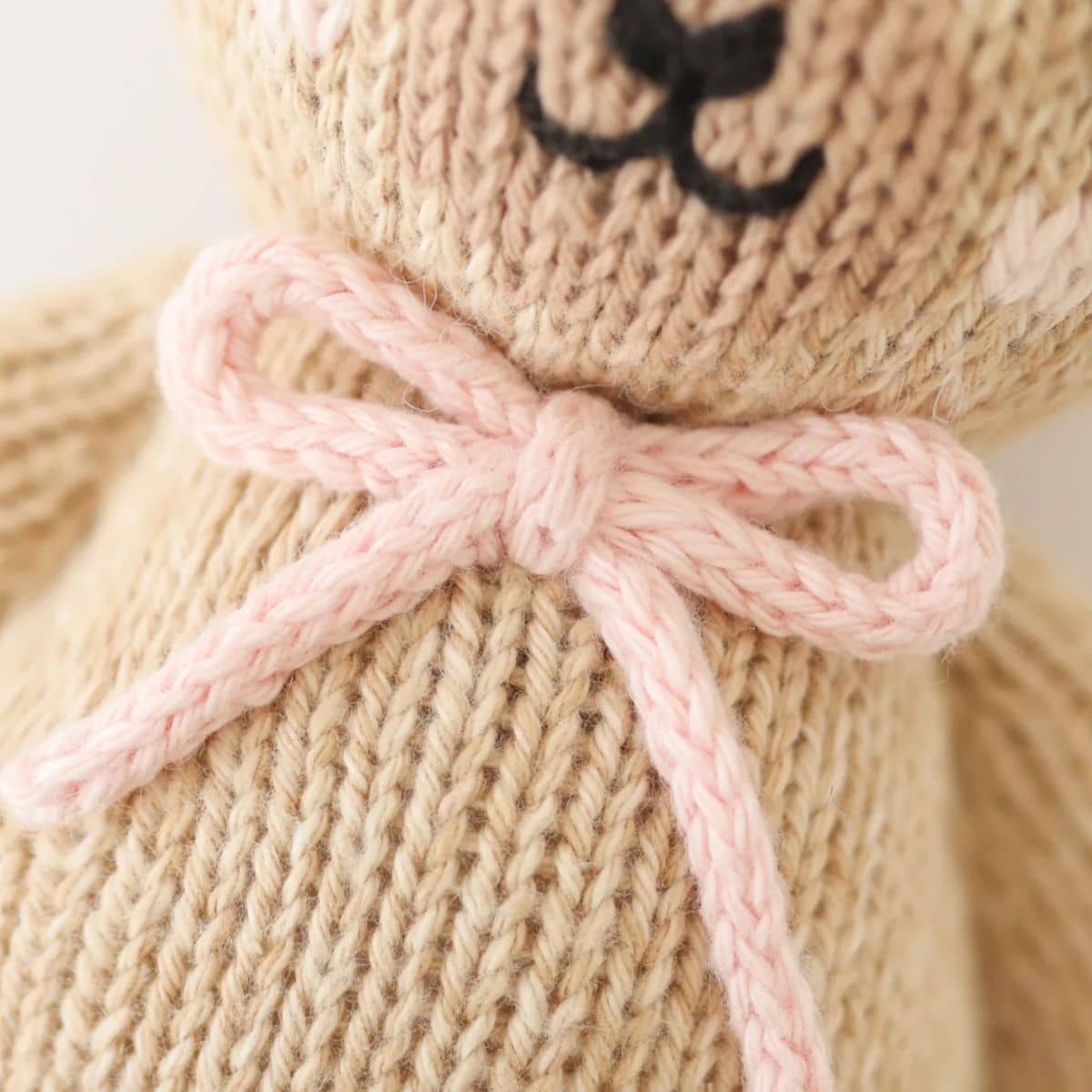 Cuddle + Kind Hand-Knit Doll - Baby Honey Bear (blush bow) - Image 4