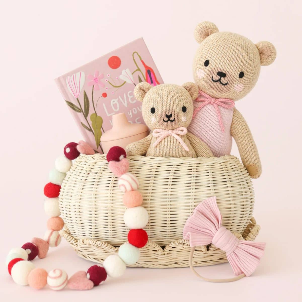 Cuddle + Kind Hand-Knit Doll - Baby Honey Bear (blush bow) - Image 5