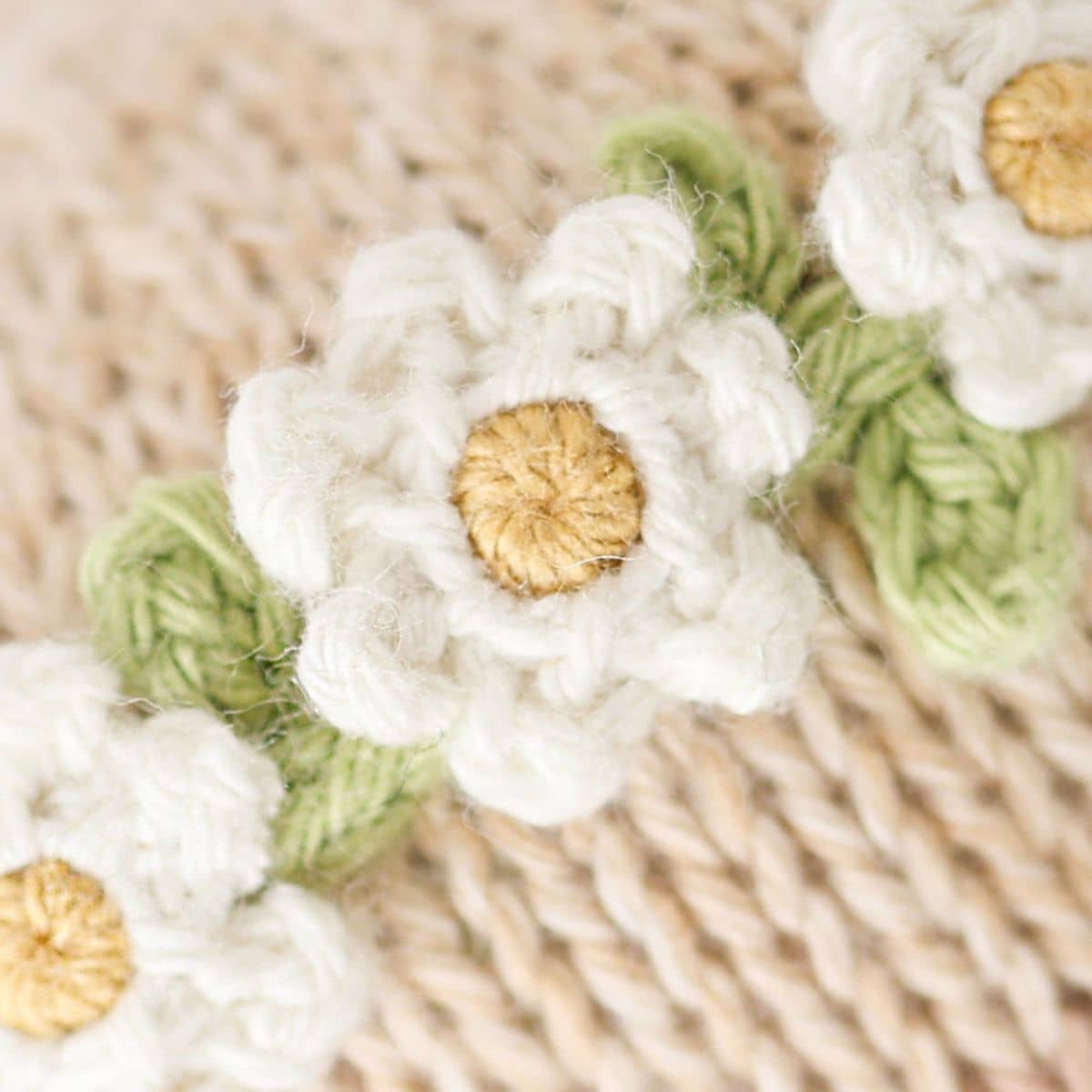 Cuddle + Kind Hand-Knit Doll - Baby Honey Bear (ivory floral) - Image 4