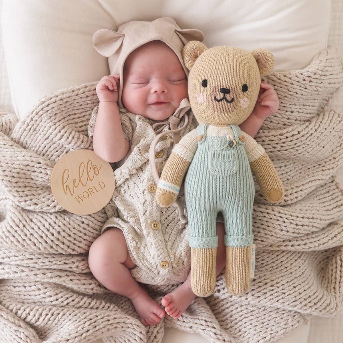Cuddle + Kind Hand-Knit Doll - Charlie the Honey Bear - Image 2