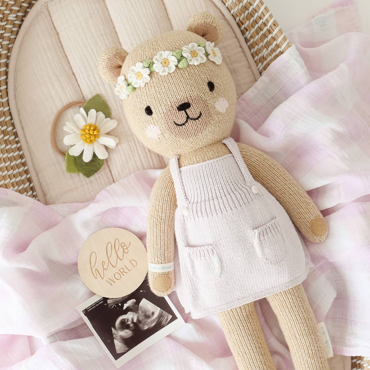 Cuddle + Kind Hand-Knit Doll - Olivia the Honey Bear - Image 2