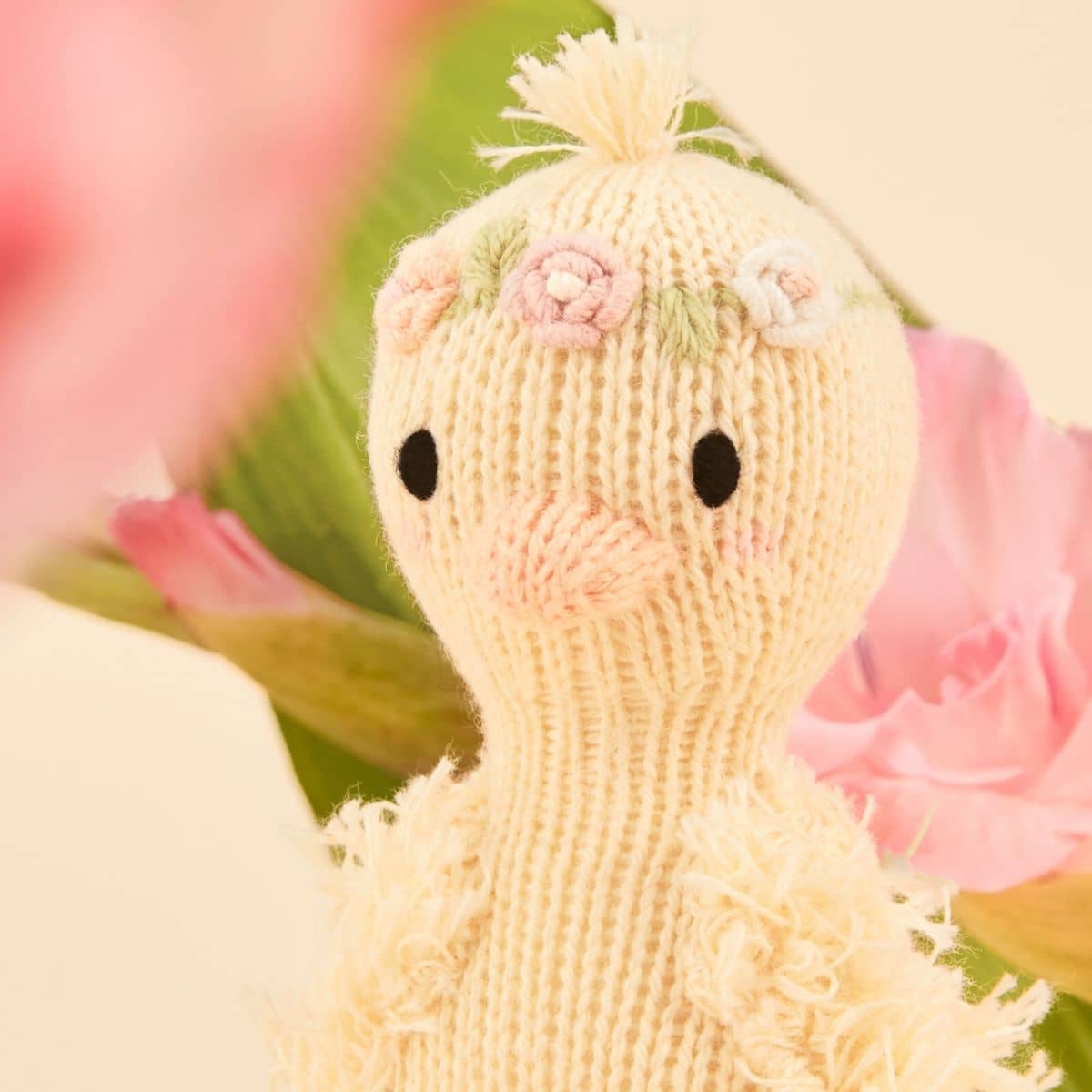 Cuddle + Kind Hand-Knit Doll - Tiny Flora the Duckling (mauve) - Image 3