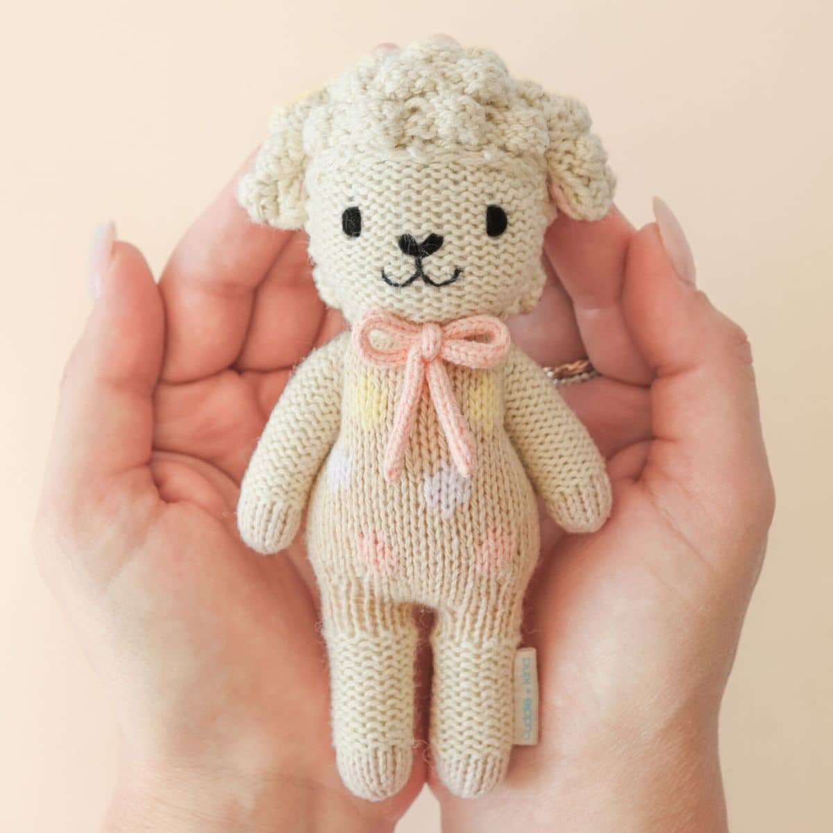 Cuddle + Kind Hand-Knit Doll - Tiny Lucy the Lamb (pastel) - Image 2