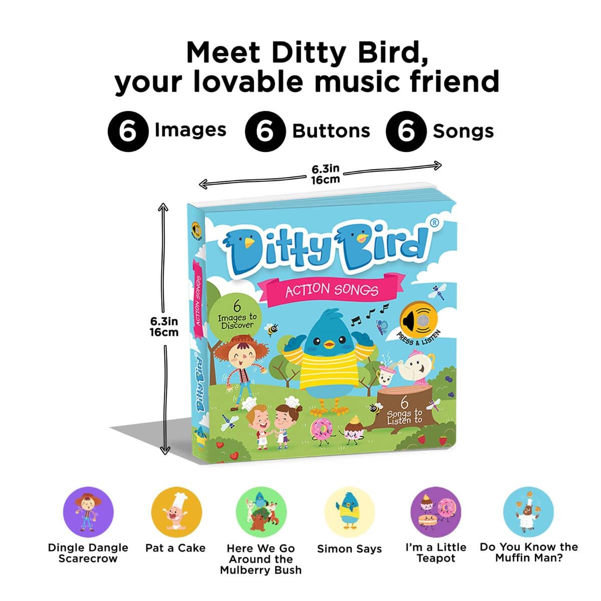 Ditty Bird Interactive Sounds Rechargeable Board Book - Action Songs - Image 4