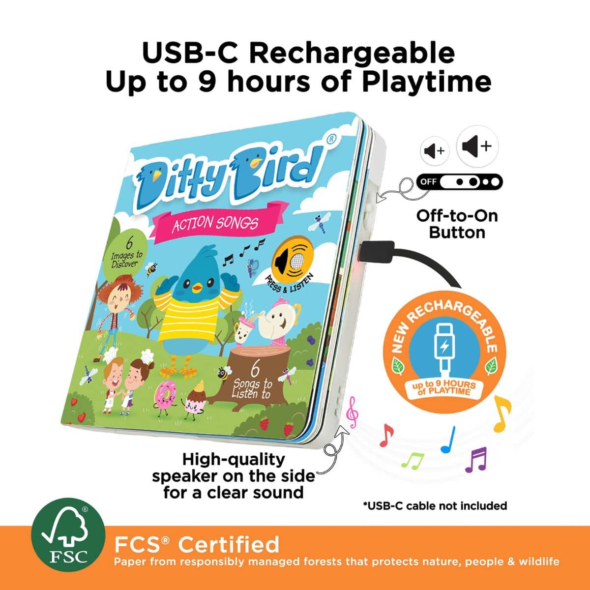 Ditty Bird Interactive Sounds Rechargeable Board Book - Action Songs - Image 5