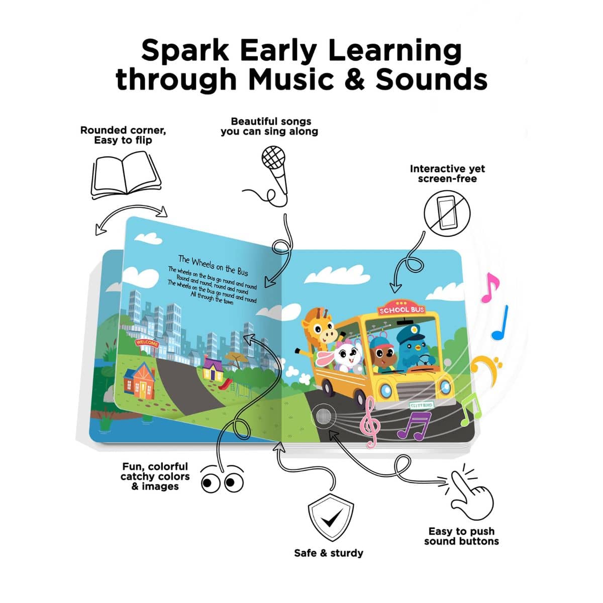 Ditty Bird Interactive Sounds Rechargeable Board Book - Children's Songs - Image 3