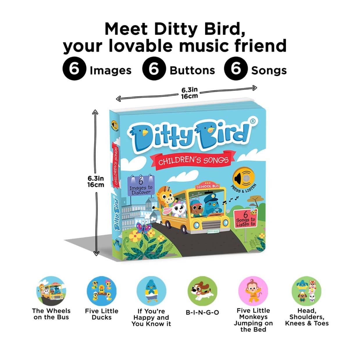 Ditty Bird Interactive Sounds Rechargeable Board Book - Children's Songs - Image 5