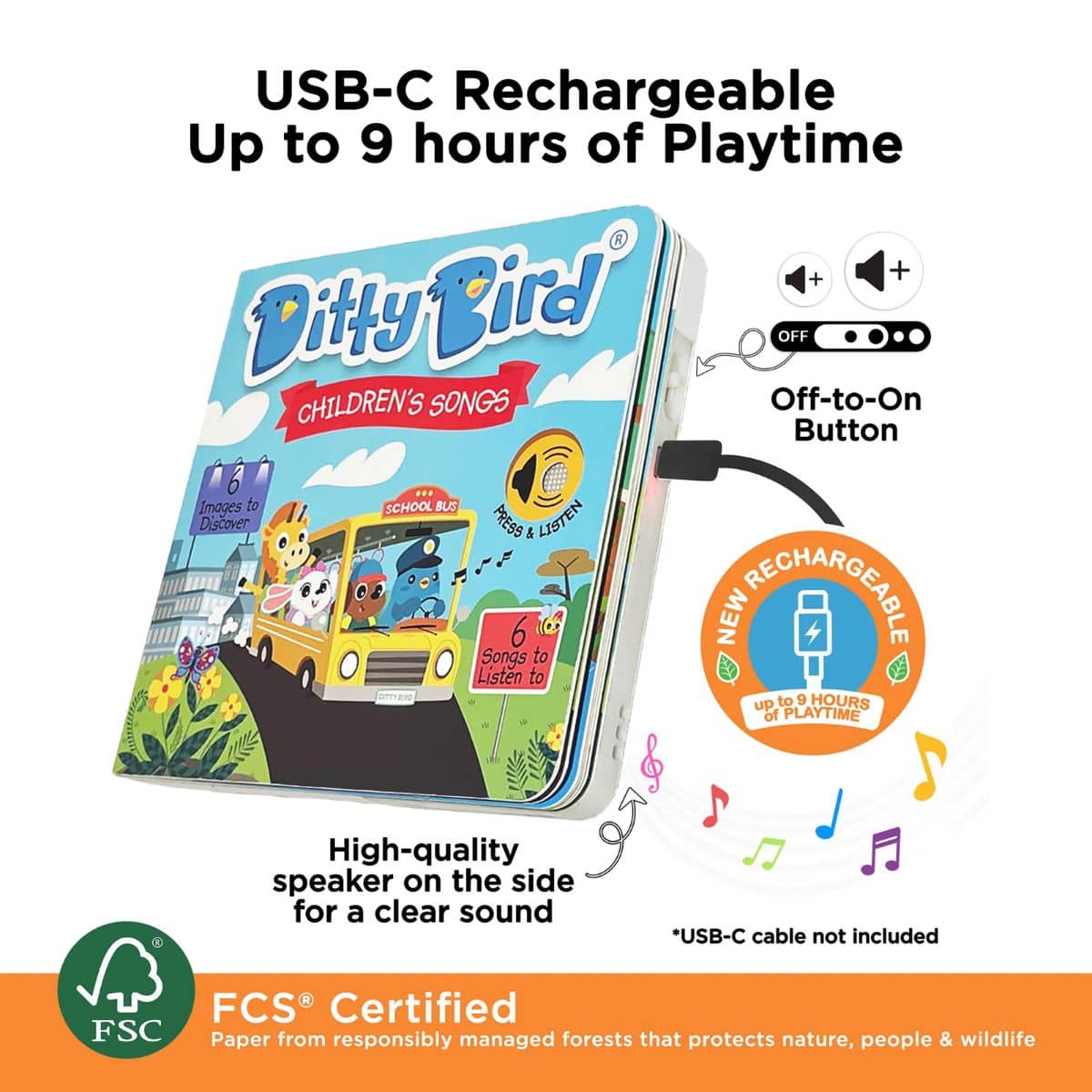 Ditty Bird Interactive Sounds Rechargeable Board Book - Children's Songs - Image 6